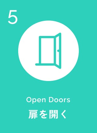 FRIENDSHIP CREDOの５つ目、「扉を開く」のロゴ